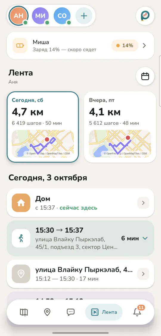 Лента дня: места, прогулки и поездки